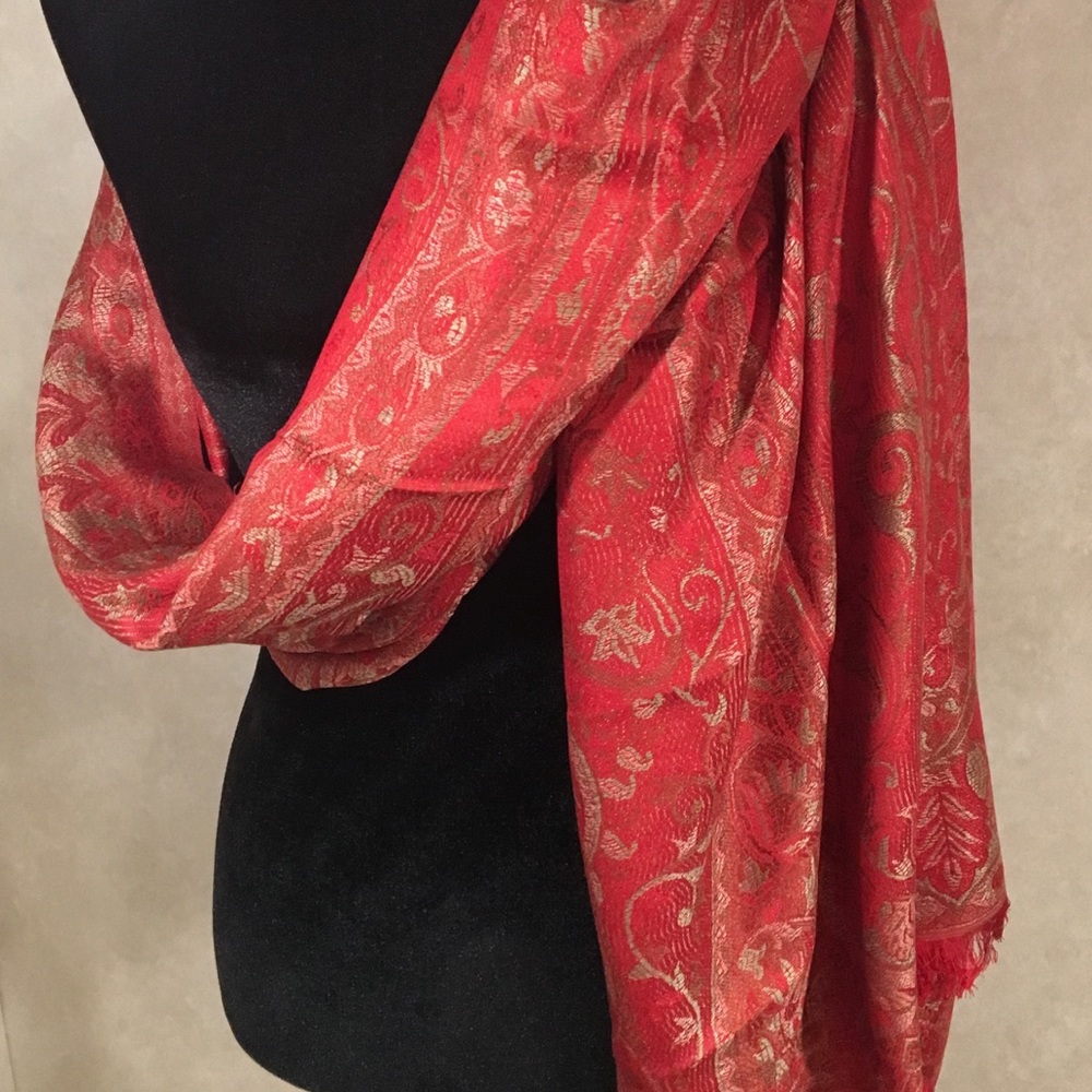 Shimmery Red Reversible Scarf/Wrap